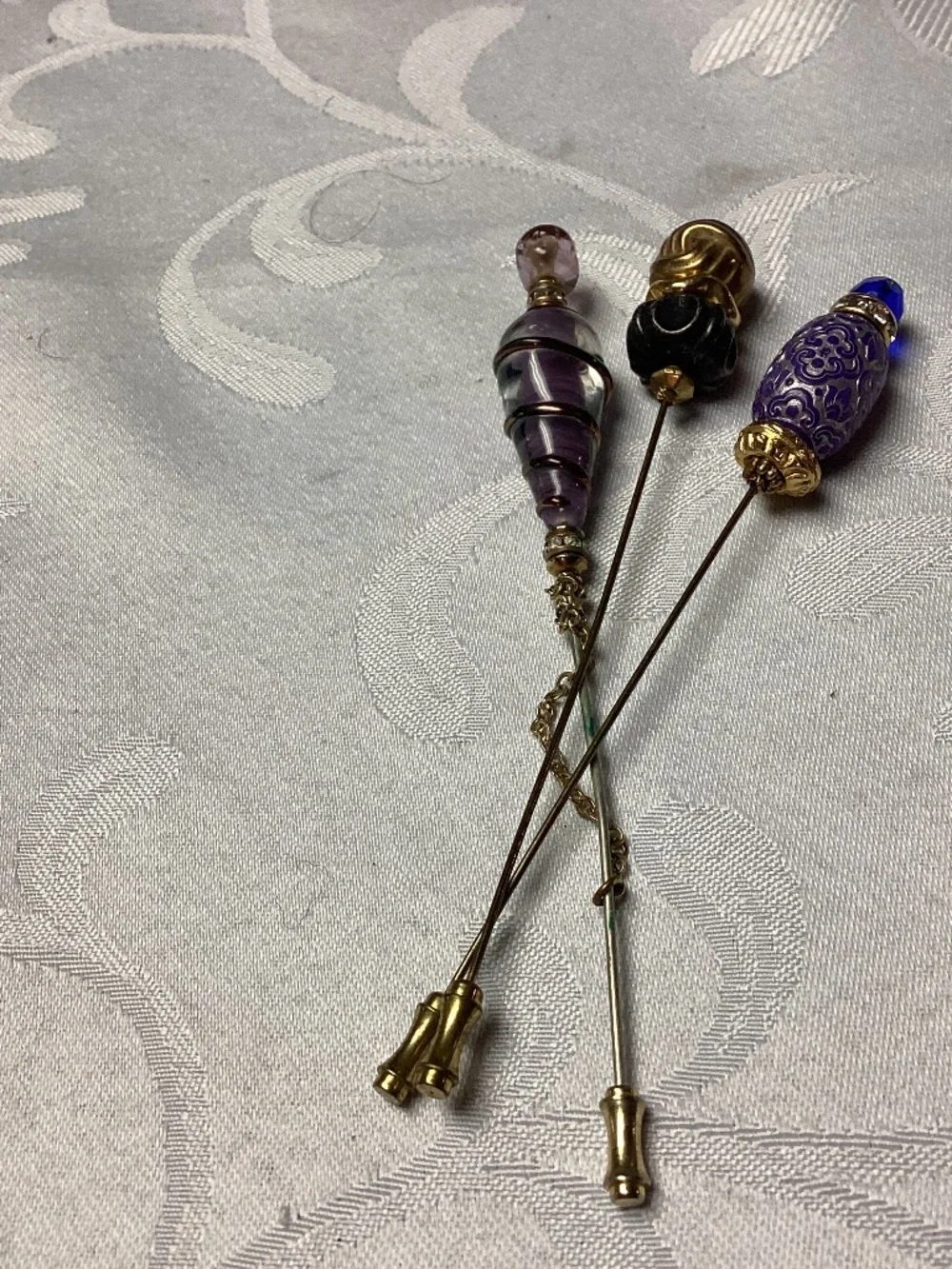WOMENS sticking pins  3 piece lot fabulous. BROOCH / HAT. ETC